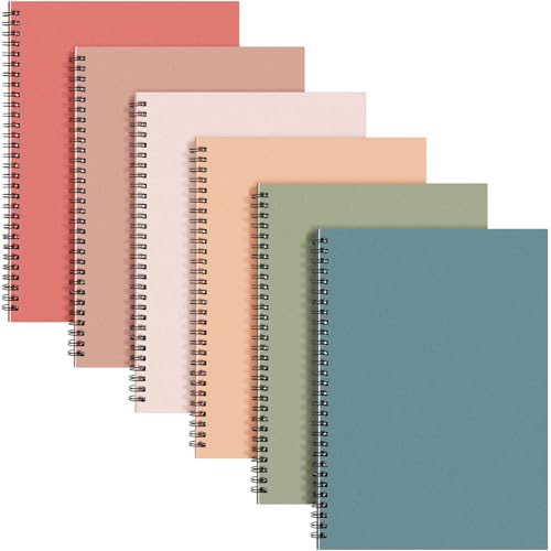 Fuutreo 6 Pack B5 Spiral Notebooks 10.5 x 7.45 Inch College Ruled Aesthetic Journal Kraft Hardcover 70 Sheets (140 Pages) Spiral Notebook for Office Students Work Journaling(Retro Series,Classical) - color: Retro Series