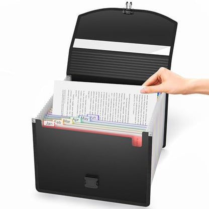 25 Pockets Accordion File Organizer with Handle,Expanding File Folder for Paper/Document/Bill,Portable Filing Box,Visible Window,Quick Search,Expandable Bottom,Large Capacity,A4/Letter Size - size: 25-Pockets