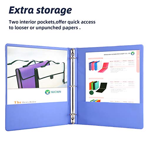 XUCHUN 3 Ring Binders 1 Inch,Clear View Binder with 2 Pockets, Holds 225 Sheets 8.5x11 Inches Paper, Customizable Cover & Spine,Binders for Office, School, Home, Business,6 Pack - color: 6pack 1 Inch 3 Ring Binder, size: 1 Inch binders