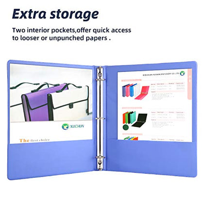 XUCHUN 3 Ring Binders 1 Inch,Clear View Binder with 2 Pockets, Holds 225 Sheets 8.5x11 Inches Paper, Customizable Cover & Spine,Binders for Office, School, Home, Business,6 Pack - color: 6pack 1 Inch 3 Ring Binder, size: 1 Inch binders