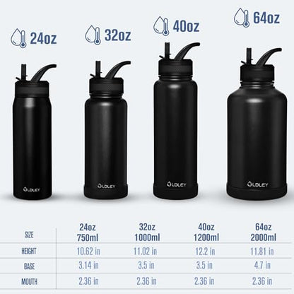 OLDLEY 24 oz Insulated Water Bottle With Straw, Stainless Steel Sports Water Cup Flask with 3 Lids(Straw, Spout and Handle Lid) Double Walled Travel Thermal Canteen Mug,No Silicone Base, Lavender Mist - color: Lavender Mist, size: 24 Ounces
