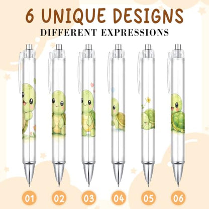 6-Piece Cute Turtle Pen Set, Funny Animal Ballpoint Pens for Women Men Kids Teens, Gift for Her Him Friends Coworkers, Birthday Christmas Valentines Easter Gift, School Supplies Desk Accessories