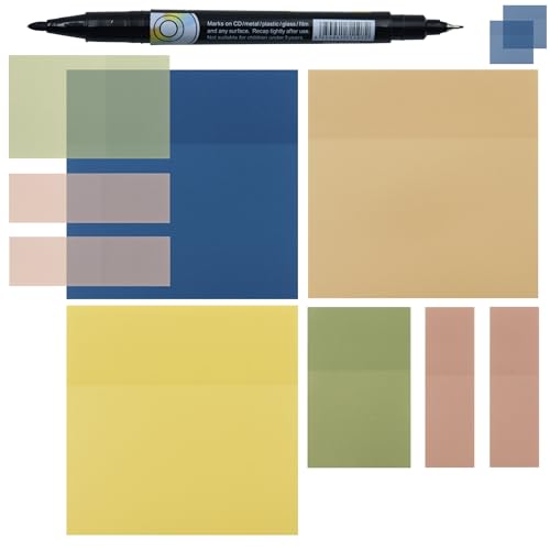 YOUDEFUL Translucent Sticky Notes, Cute Clear Sticky Notes, 3"x3" Waterproof Transparent Sticky Note Pads for Books Annotation, Clear Post it Notes for Bible Journaling Study - size: Square Blue