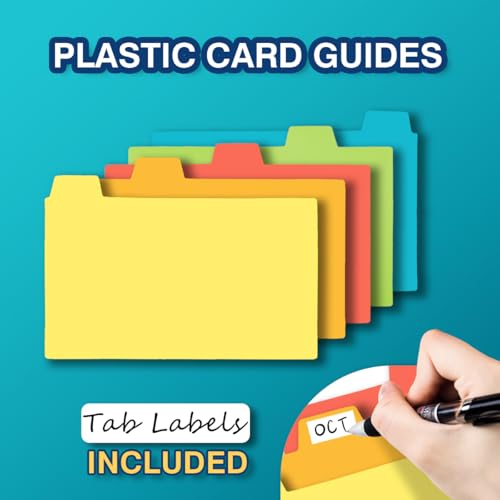 H4D Index Card Holder 4x6 Inches with 25 Plastic Dividers, Teal - color: Teal, size: 4x6 inch