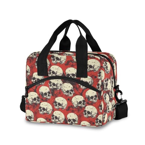 ALAZA Retro Skulls Red Insulated Lunch Bag Women Men Portable Reusable Cooler Lunch Tote Bag for Work Office Picnic College - color: Multi 15