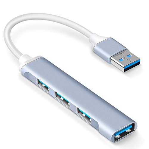 4-Port USB Hub Port Splitter: USB Port Expander - USB 3.0 Hub USB Dongle Multiport for Office Laptop PC Dell HP - Aluminum Alloy
