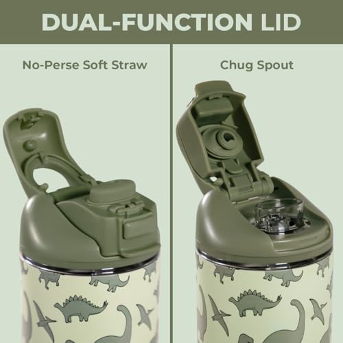 HydroJug Ease2o 14oz Kids Water Bottle with Straw & Chug Lid, Dinosaur - color: Dinosaur