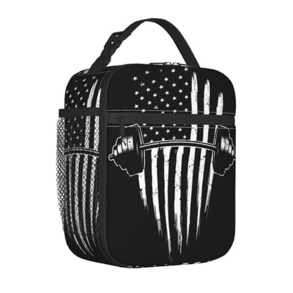 Weightlifting American Flag Lunch Bag 10In | Insulated Lunch Box Reusable Tote Bag For Picnic Office For Women Men - color: Style 3