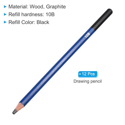 PATIKIL 10B Drawing Pencils, 12PCS Sketch Pencils for Drawing, Art, Classroom, Office, Home, Gifts - size: 1 Count (Pack of 1), style: 10B