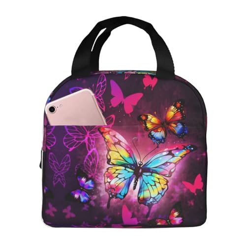 Butterflies Lunch Bag Women Lunch Box for Women Mens Lunchbox for Work Office Picnic or Travel Cute Lunch Box Tote Bags for Gifts - color: 20