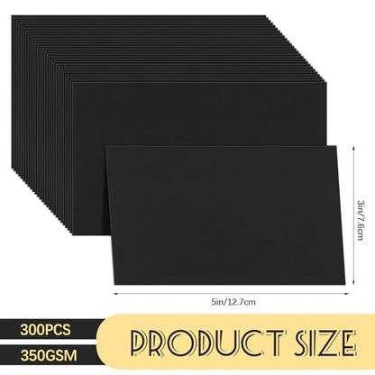 Bercoor 300 Pieces Blank 3 x 5 Inch Index Cards, Heavy Note Cards Study Cards for Office, School Learning, Black