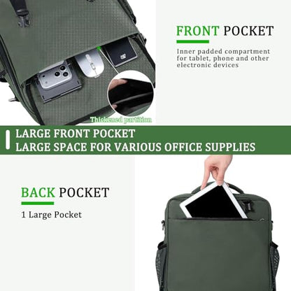 3 Ring Zipper Binder Bag for 700+ Sheets Capacity Detachable Backpack Straps & Shoulder 14 Inch Laptop for and Office (Green) - color: Green