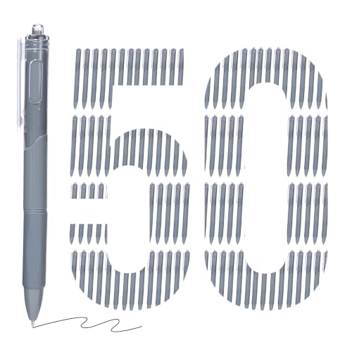 50 Pack Gel Pens Bulk, 0.5mm Fine Point Blue Barrel with Black Ink | Retractable, No Smear, No Bleed, Quick Dry Smooth Writing Click Pens for Studying, Journaling, Office and Everyday Use - color: Dusty Blue-50pieces