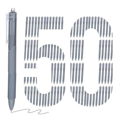 50 Pack Gel Pens Bulk, 0.5mm Fine Point Blue Barrel with Black Ink | Retractable, No Smear, No Bleed, Quick Dry Smooth Writing Click Pens for Studying, Journaling, Office and Everyday Use - color: Dusty Blue-50pieces