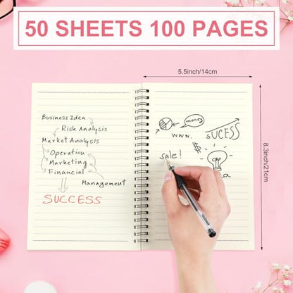 Yahenda 18 Pcs Spiral Notebooks Bulk, A5 8.3 x 5.5 Inch College Ruled Lined Notebooks, 100 Pages Soft Cover Journals for Students Classroom Office Back to School Supplies (Pink) - color: Pink