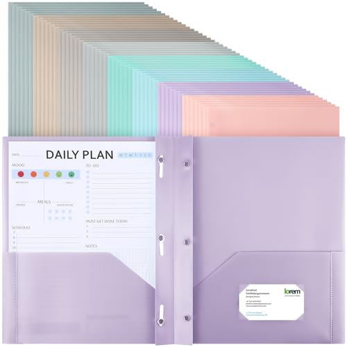 Patelai 48 Pcs Plastic Folders with 2 Pockets and 3 Prongs Home Folders with Card Slot Letter Size Heavy Duty Report Covers for Back to School(Pastel Color,Classic) - color: Pastel Color, style: Classic