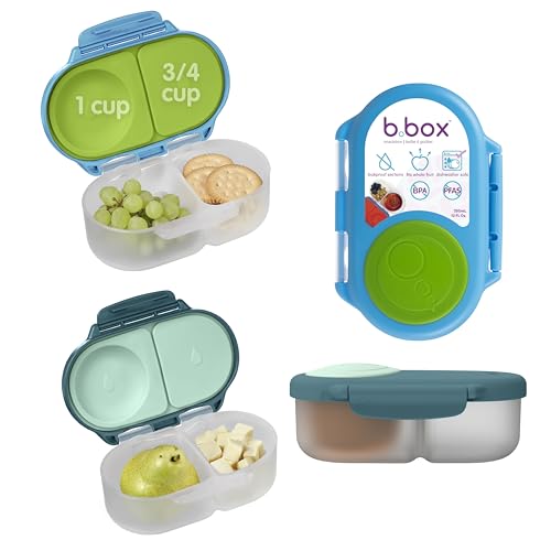 b.box Snack Box 2-Pack, Snack Containers for Kids, 1.75 Cup Kids Lunch Box | 1 3/4 Cup Bento Box for Kids, Lunch Containers, Leak Proof, Dishwasher Safe, BPA Free, PFAS Free, Ages 4m+ - color: Ocean Breeze + Emerald Forest, size: 2-pack