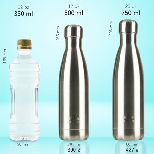 Mont-Clair Stainless Steel Water Bottle, Vacuum insulated - BPA Free, 12h Hot & 24h Cold Drinks, Metal Water Bottle 17 oz Leakproof, Ideal for Adult, Kids, Running - Light Blue - color: Light Blue, style: 17 Ounces
