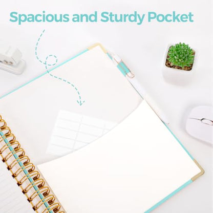SKYDUE Spiral Journal for Women, B5 College Ruled Notebooks for Work with Dividers,Tabs and Pocket, Mint - color: Mint