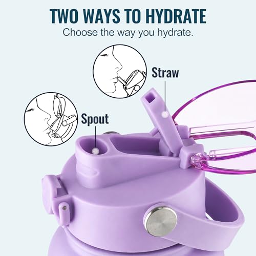 OLDLEY 18oz Insulated Water Bottle with 2-in-1 Straw & Chug Lid, Leakproof Stainless Steel Bottle, Cup Holder Friendly Vacuum Water Bottle for Travel, and School,Purple - color: Purple