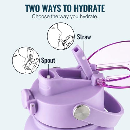 OLDLEY 18oz Insulated Water Bottle with 2-in-1 Straw & Chug Lid, Leakproof Stainless Steel Bottle, Cup Holder Friendly Vacuum Water Bottle for Travel, and School,Purple - color: Purple
