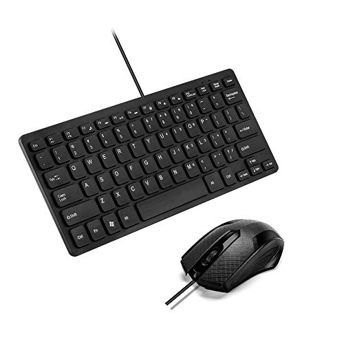 MCSaite Wired Mini Keyboard and Mouse Combo - with Keyboard Cover USB 60% Keyboard for Windows, PC, Laptop