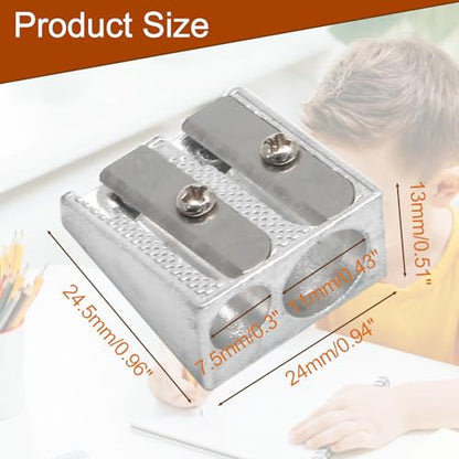 Bonsicoky 16 Pack Handheld Metal Pencil Sharpener with 2 Holes - Aluminum Alloy Sharpener for Standard Size Pencils
