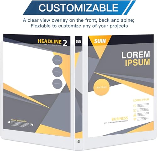 SUIN Bulk 12 Pack 0.5-inch 3 Ring Binders -Durable 1/2'' Binders with Roung Ring Binder, Large 100 Sheet Capacity, Fit 8.5" x 11" US Letter Size Paper, White (0.5'' White - 12 Packs) - size: 0.5'' White - 12 Packs