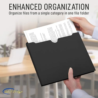 Black File Jackets, 1 Inch Expansion, Letter Size, Reinforced Straight-Cut Tab, 6 Pack - color: Black, style: 1 Inch Expansion