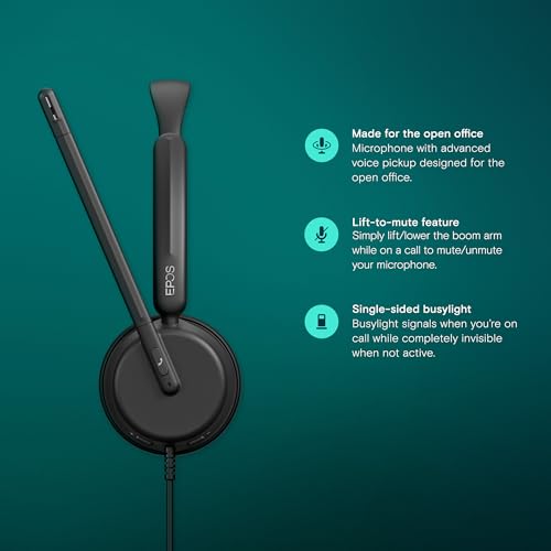 EPOS Impact 460 Binaural On-Ear USB-C and USB-A Wired Headset with Noise-Canceling Mic, Plug-and-Play, Clear Sound, Comfortable Fit, Suitable for Office, Home, and Business Communication - style: Stereo