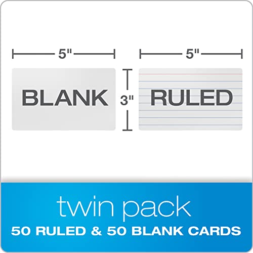 Oxford Dry Erase Index Cards, 3x5, Blank & Ruled Multipack, Reusable Flash Cards, Double Sided Dry & Wet Erase Cards for Gaming, Study, 100-Pk (63516) - style: 50 Blank & 50 Ruled