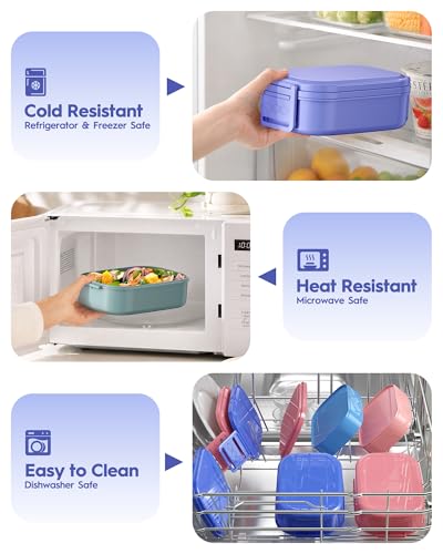 BiuLeon Bento Box Adult Lunch Box, 65 Oz Capacity Lunch Containers(Adjustable 2/3 Tier), BPA-Free, Leak-Proof and Stackable Bento Lunch Box, Microwave & Dishwasher Safe with Utensils(Macaron) - color: Macaron