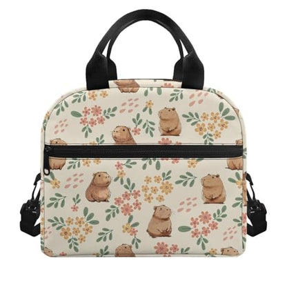 Kawaii Simple Modern Lunch Box for Girls 4-6 Capybara Preschool Lunch Box Boys 6-8 One Piece Meal Bag for Kids 8-10 Kindergarten Toddler Children Elementary School Adjustable Shoulder Strap - color: Kawaii Kapybara