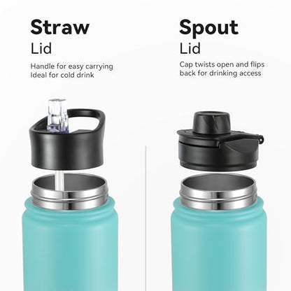16 oz Insulated Water Bottle with Straw Lids, Stainless Steel Kids Water Bottles for School, Double Wall Vacuum Metal Water Bottle with Straw & Wide Mouth Lid, Bubble Gum 8 Pack - color: Bubble Gum, size: 16oz-8 Pack