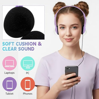 Konohan 30 Pack Headphones Bulk Headphone for School Classroom Student Wired Headphones Adjustable with 3.5 mm Jack for Adults (Macaron) - color: Macaron