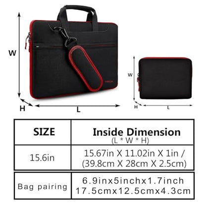 Hseok Laptop Shoulder Bag 15-15.6 inch Shockproof Water-Resistant HandBag with Small Case Compatible with MacBook Pro Neo 16" M5 M4 M3 M2 M1, Mac Pro Air 15", XPS 15/16, Most 15" 15.6" 16",Red Zipper - color: Red Zipper, size: 15"-15.6"
