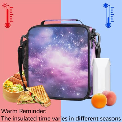 Universe Space Galaxy Nebula Lunch Bag for Girls Boys Outer Space Galaxy Insulated Lunch Box for Kids School Picnic Travel Outdoor,Students Teens Thermal Lunch Tote Bag with Adjustable Shoulder Strap - color: Universe Space