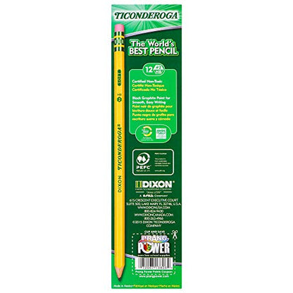 TICONDEROGA Woodcase Pencils with Erasers, 6 Pre-Sharpened Boxes of 12, 72 Pencils Total (13806SP)