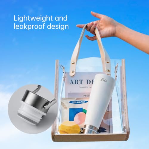 KKF Swag Insulated Water Bottle, Stainless Steel Water Bottle To go White | 16oz, leakproof, 24H cold retention, cup holder fit, non-slip grip & lightweight for camping travel daily use - color: Simple White