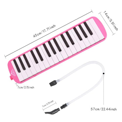 EastRock 32 Key Melodica Instrument Keyboard Soprano Piano Style with Mouthpiece Tube Sets and Carrying Bag for Beginners Adults Gift Pink - color: Pink, size: 32key