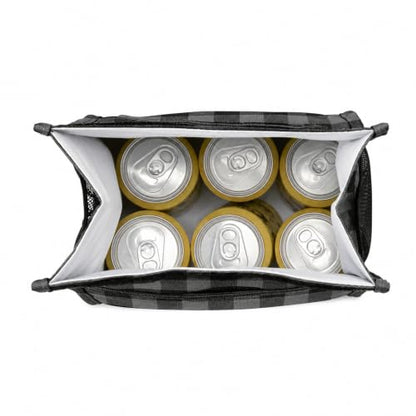 2nd Childhood Insulated Lunch Bag for Men, Durable & Reusable, Plaid Grey | Slim lunch bag with carry handle, two mesh side pockets and a back slip pocket; insulated liner keeps food cool - color: Buffalo Grey