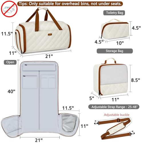 Convertible Garment Bags for Travel - Carry on Garment Duffle Bag with Backpack Straps for Men Women, 4 in 1 Large Travel Duffel Bags with Shoes Compartment Hanging Suit Dress Weekender Bag 3pcs Set - color: D3-Beige