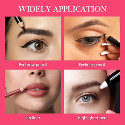 Honoson 2 Pcs 5 Hole Cosmetic Long Point Manual Pencil Sharpener with Plastic Lid Makeup Eyeliner Pencil Sharpener(Pink Black) - color: Pink Black