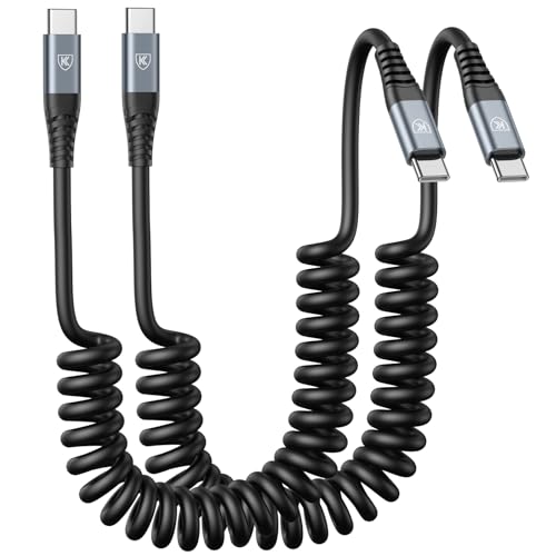 USB C to USB C Cable 6ft, 2Pack Coiled USB C Charger Cable Car, Type C Fast Charging for Cable for iPhone 17/16/15/Plus/Pro/Pro Max/MacBook Pro 2020/iPad Pro 2020/iPad Air 4/Samsung Galaxy S23 - color: Black, size: 6FT