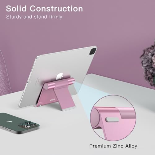 JETech Foldable Tablet Stand for 4-11" Tablets and Phones, Rose Gold | Adjustable Portable Desktop Holder, Foldable Dock for iPad/iPad Pro/Air/Mini, Galaxy Tab A8/A7 Lite/A7/S8/S7, Kindle, etc - color: Rose Gold