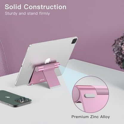 JETech Foldable Tablet Stand for 4-11" Tablets and Phones, Rose Gold | Adjustable Portable Desktop Holder, Foldable Dock for iPad/iPad Pro/Air/Mini, Galaxy Tab A8/A7 Lite/A7/S8/S7, Kindle, etc - color: Rose Gold