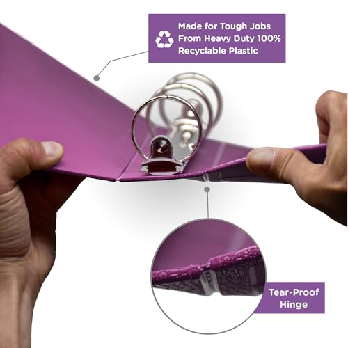 Carstens 3-Inch Heavy Duty 3-Ring Binder - Side Opening, Dewberry Purple, Durable Plastic, Precision No-Gap Rings, Waterproof Cover, No Pockets, Holds 400 Letter Sheets, BPA-Free Made in USA (1707-3R) - color: Purple, size: Case of 14