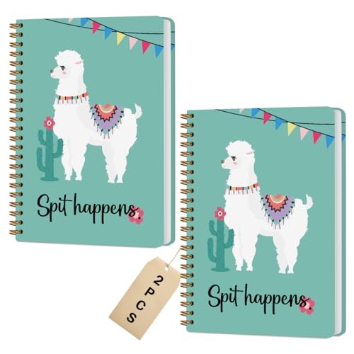 2 Pcs Funny Llama Spiral Notebook Cute Alpaca Journaling Notebooks Funny Llama Gifts for Women Men Friend Teens College Ruled Notebook Journal, Classroom Office Supplies - color: Multi 1327