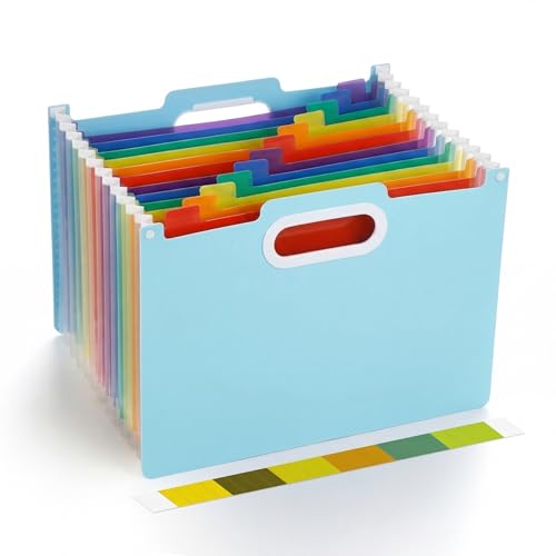 Comix Expanding File Folder,13 Pockets Accordion File Organizer, Blue | Letter/A4 Size Document Organizer, For Home Office School - color: Blue, size: Handheld
