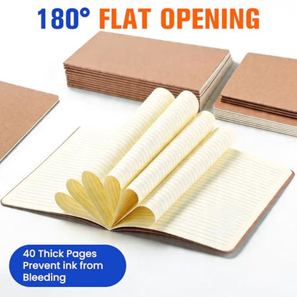 72 Pack A5 Lined Kraft Paper Journals Bulk, Notebooks for Work | A5 Notebook, 8.3" x 5.5" Inch Lined Composition Notebook, College Ruled Journal Notebook for School, 40 Pages / 20 Sheets - color: brown kraft 72 Pcs (One Item)